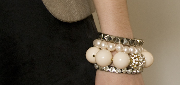 arm party!, bracelet stack, outfit blog, dash dot dotty, white and silver bracelets, baubles, stacked jewelry