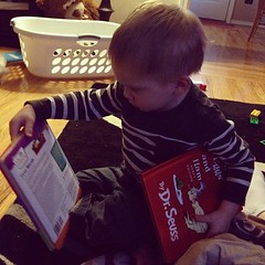 My boy, the book addict.