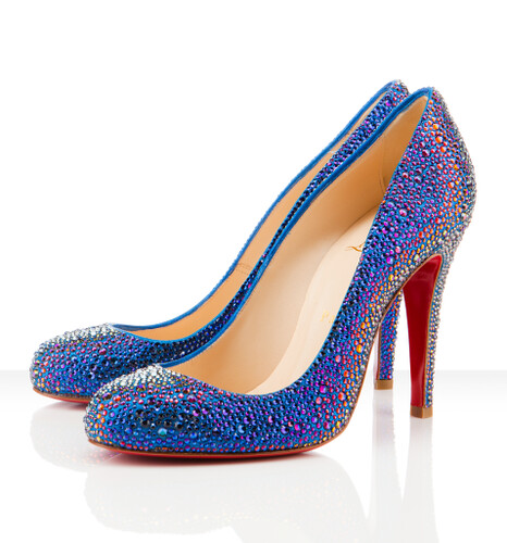  royal blue crystal pump that he calls the perfect wedding shoe for you