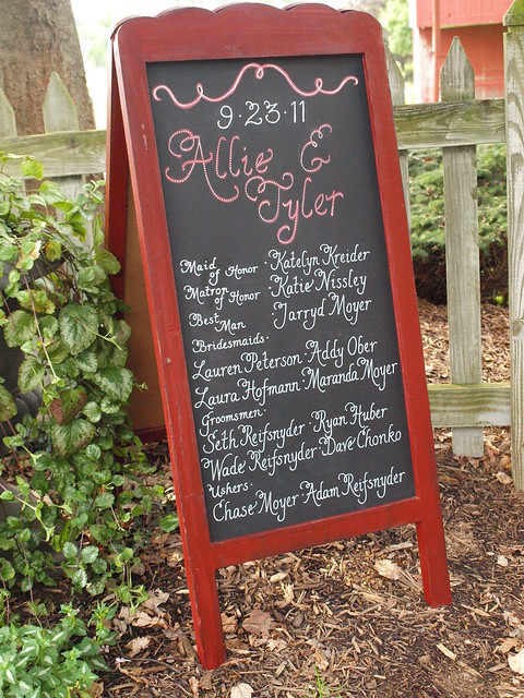Black board customized for fall wedding of Allie and Tyler Reifsnyder