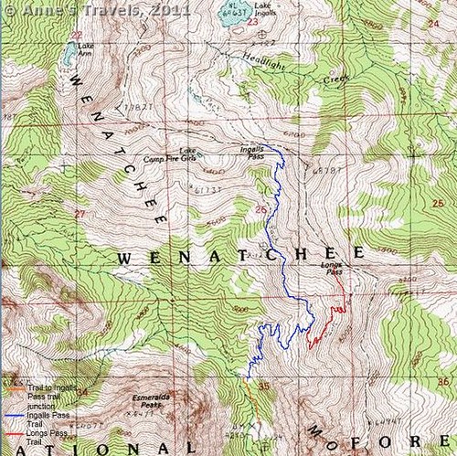 Map of Ingalls Pass, Okanogan-Wenatchee National Forest, Teanaway Area, Washington