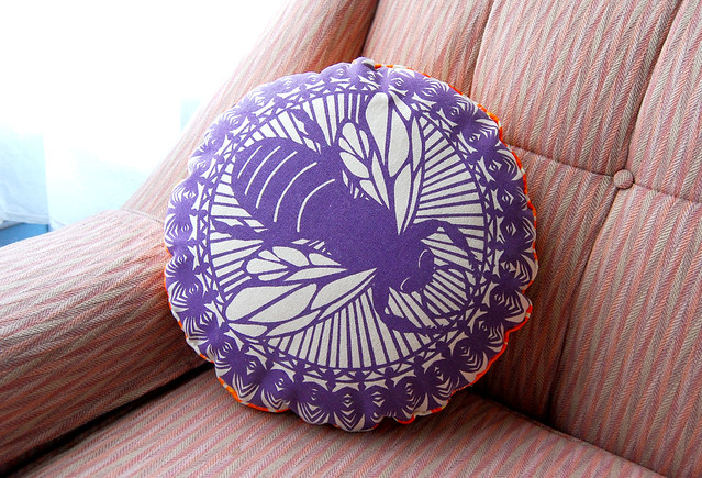 Purple Round Bee Pillow