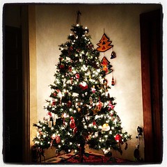 Sitting in front of the Christmas tree. One of my favorite things to do.