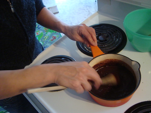 My derby wife stirring the shit out of the ganache