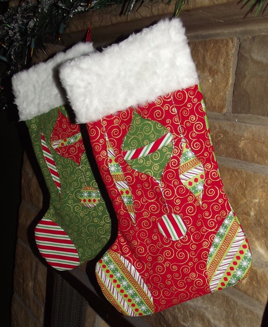 Retro Ornament Appliqued Stockings