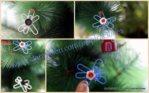 Manualidades con reciclaje: adornos de Navidad con clips y botones