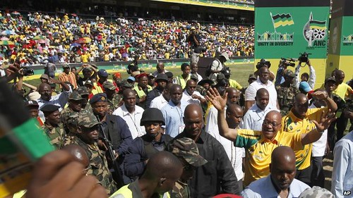 Republic of South Africa President Jacob Zuma arrives to address over 100,000 at the ruling African National Congress centenary celebrations. The ANC is the oldest national liberation movement in Africa. by Pan-African News Wire File Photos