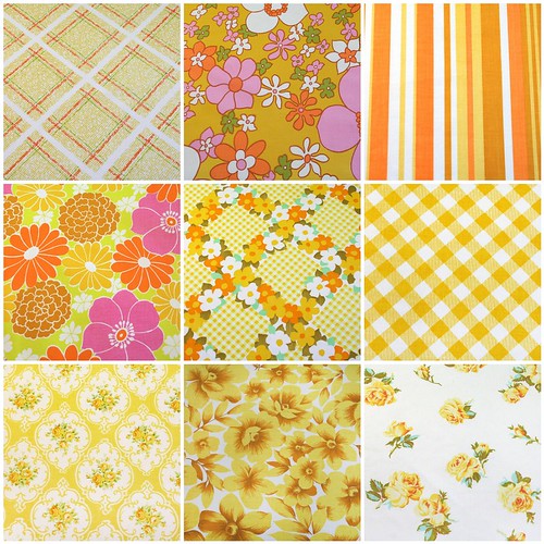 yellows, oranges, pinks - vintage sheets