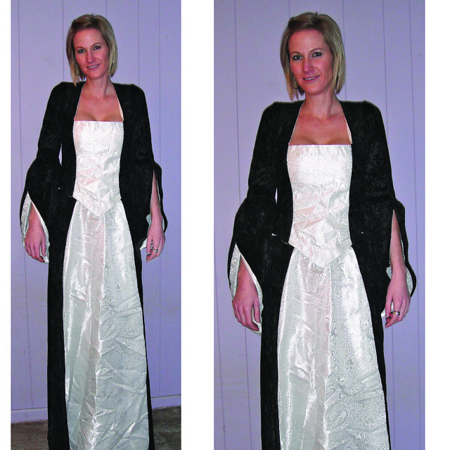 Victorian Gothic Wedding Dress Black Velvet and white wedding fabric