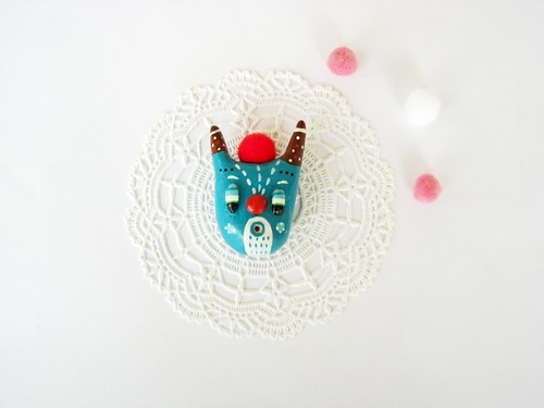 air drying clay Magic Creature  (brooch or magnet??) by Pinkrain Indie Design