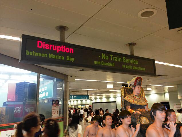 Train Disruption? It's okay, if you have your own entourage of muscle slaves to carry you around