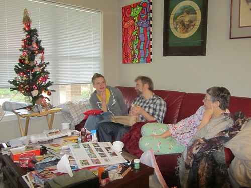 Opening presents at Tricia's mom's