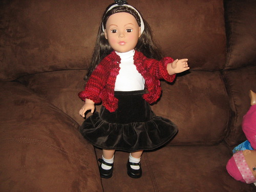 Doll with Sewn Skirt & Knit Sweater