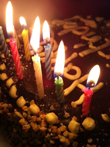 Eight candles on the birthday cake
