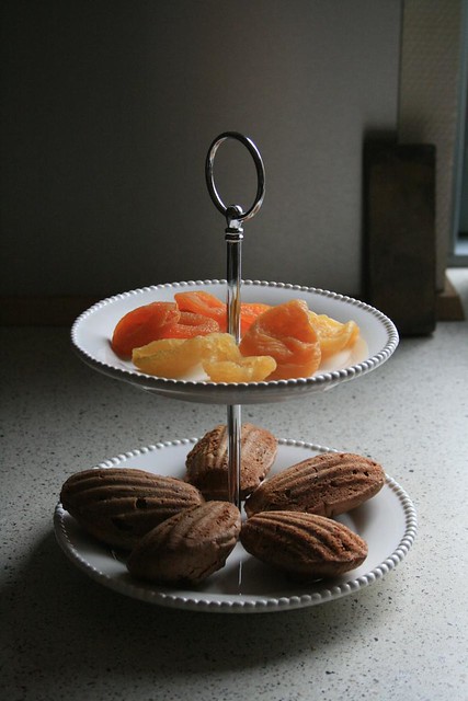 chocolate madeleines and dried 
fruits