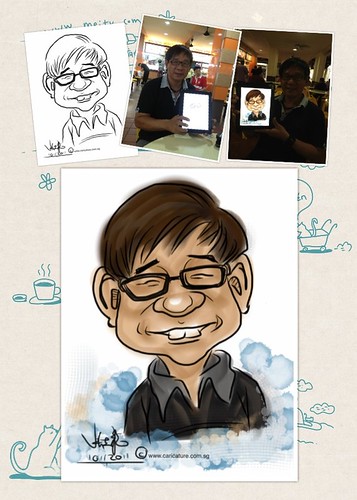 digital live caricature sketching on iPad Sketchbook Pro of Eddie Quek