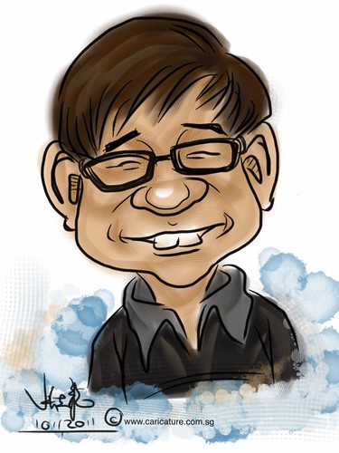 digital live caricature sketching on iPad Sketchbook Pro of Eddie Quek