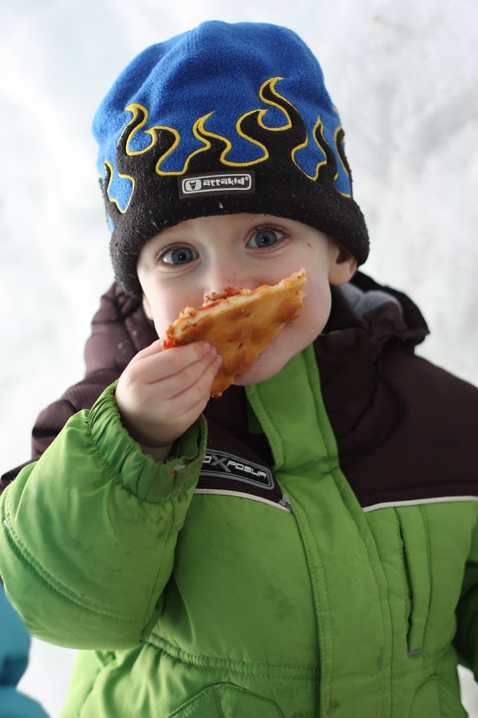 Pizza in the snow cave