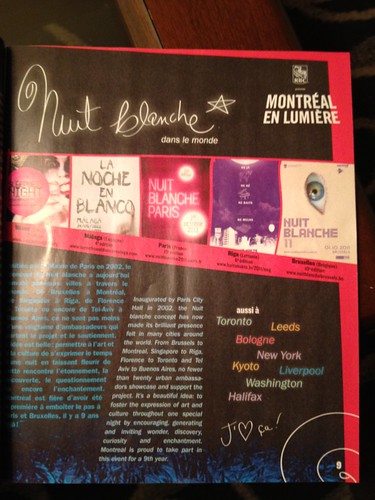 #Leeds Light night gets a little plug in the Nuit Blanche Montreal guide book. :-)