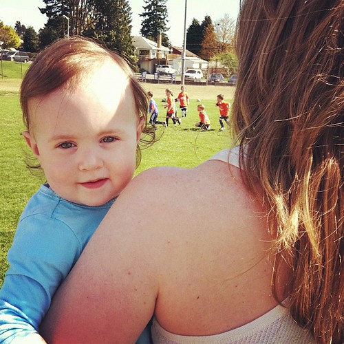 Flirting with this little lady at soccer today.