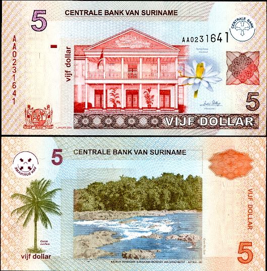 5 Dolárov Surinam 2004, Pick 157