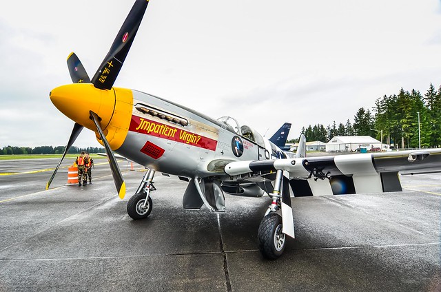 Parked in position P-51B Mustang "Impatient Virgin"