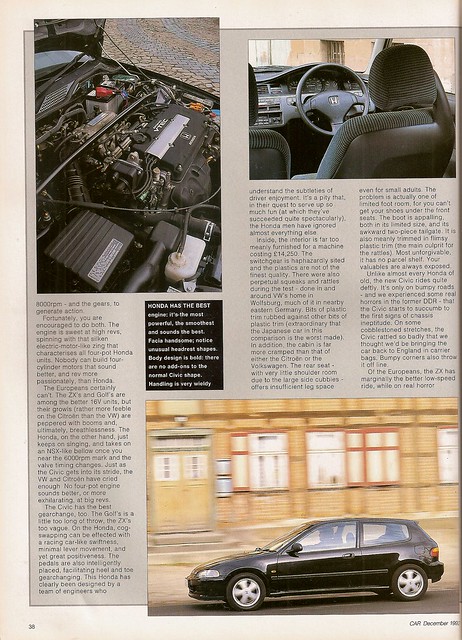 Citroen ZX 16v Honda Civic VTi Volkswagen Golf GTi 16v Group Road Test 
