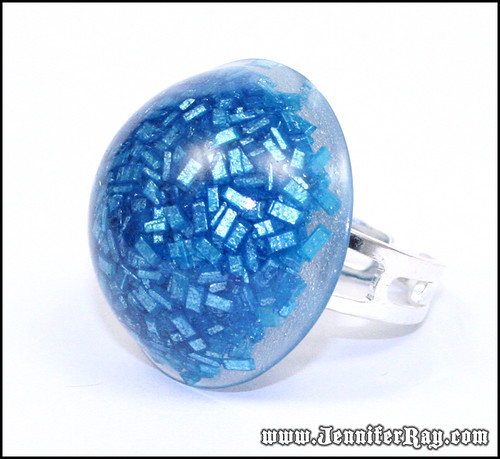 Blue Candy Ring - Real Candy Blue Resin Ring by JenniferRay.com