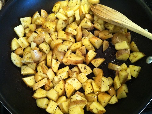 Sautéing the potatoes