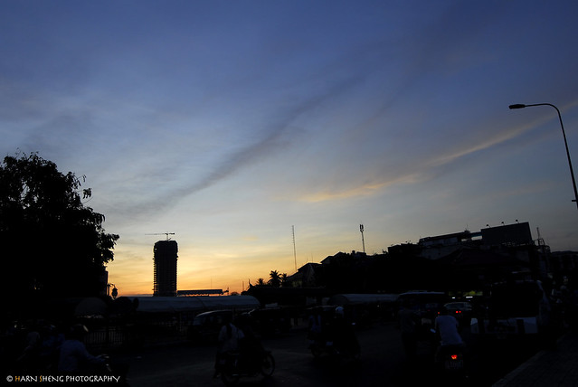 Phnom Penh city at sunset