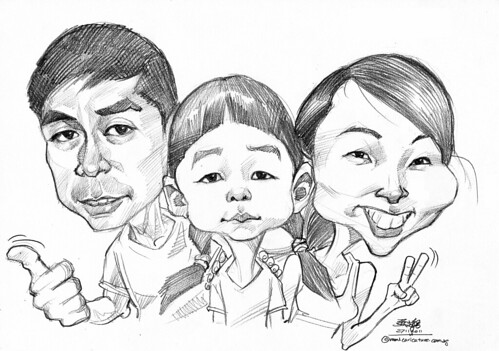 family caricatures in pencil