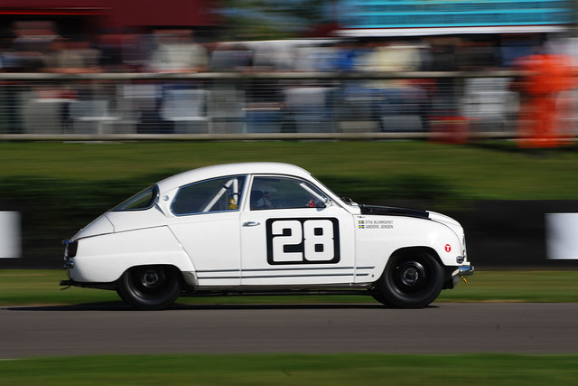 A classic Saab during Friday's action at the 2011 Goodwood Revival