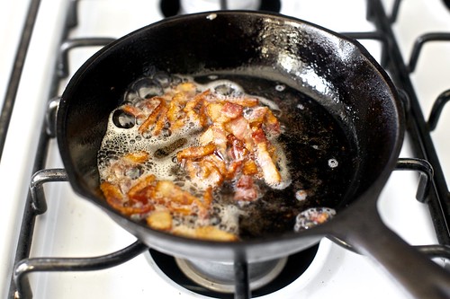 frying thick-cut bacon lardons