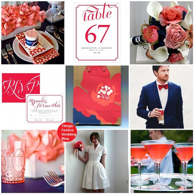 This navy red and coral wedding theme is ideal for a couple seeking a 