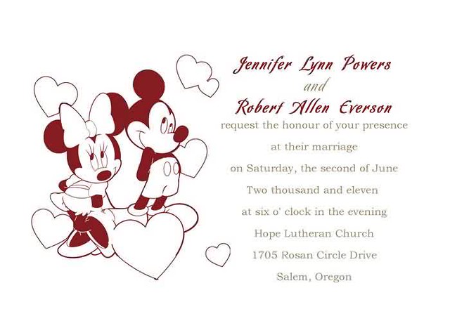 Mickey and Minnie wedding invitations