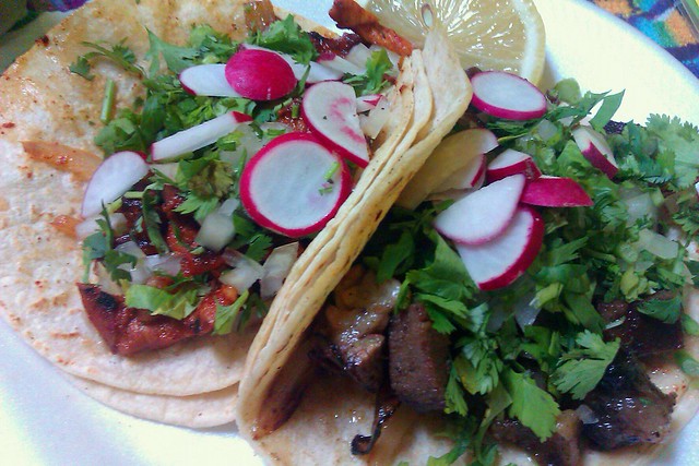 Lengua tacos at Guelaguetza in Hell's Kitchen. Photo by Donny.