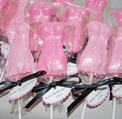 pink lingerie chocolate sucker bachelorette party favors
