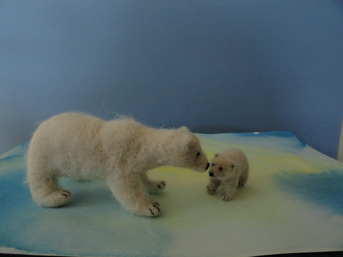 Needle felted polar bear and cub