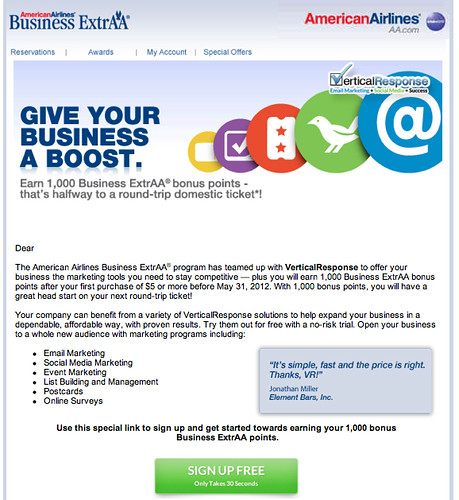 BusinessExtrAA offer from my Gmail inbox