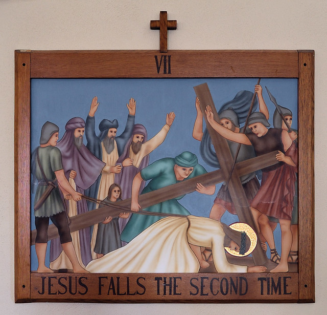 Church of the Risen Savior (Saint Joseph), in Rhineland, Missouri, USA - VIIth Station of the Cross, Jesus falls the second time
