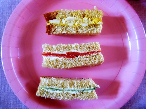 And tea sandwiches in yellow pink and green just like the decorations