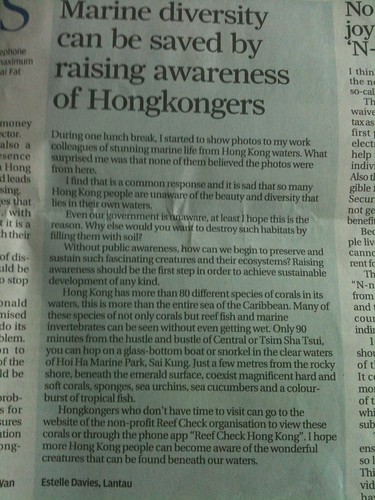 Scmp article about hk underwater life