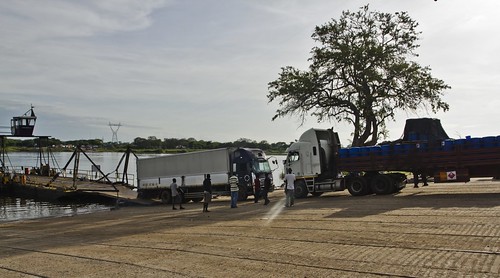 Border ferry between Zambia and Botswana.