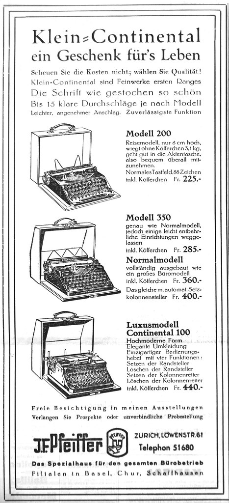 Continental typewriter ad