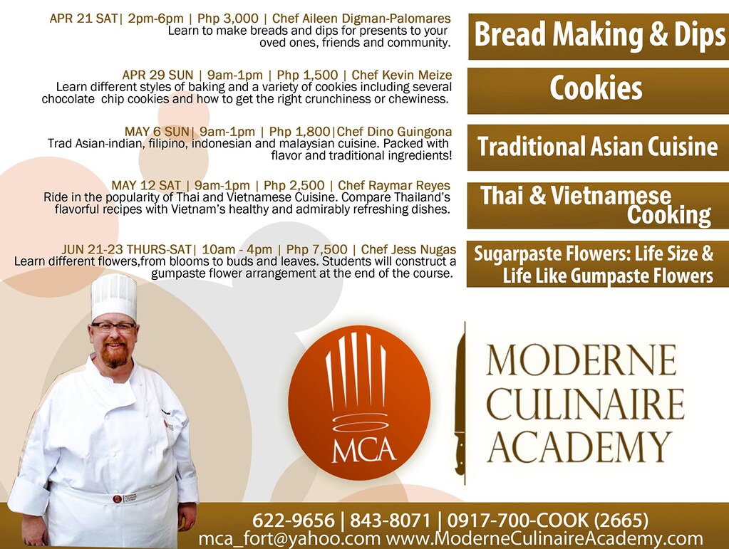 Moderne Culinaire Academy Schedule 2