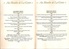 Moulin de la Gorce menu