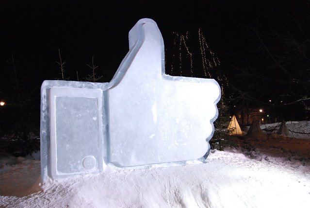 Facebook ice sculpture in Luleå