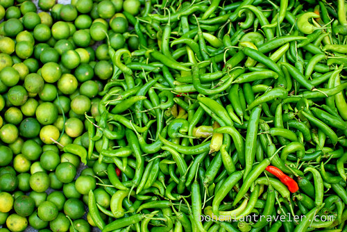 peppers and limes at the Luang Prabang morning market