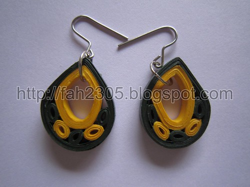 Paper Jewelry - Handmade Quilling Teardrops Earrings (Green) by fah2305