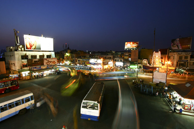 Shivaji Nagar bus station by night
